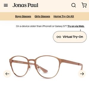 Jonas Paul NWT Girls Solomon/Sophie Eyeglass Frames-Rose Gold (4-7y)